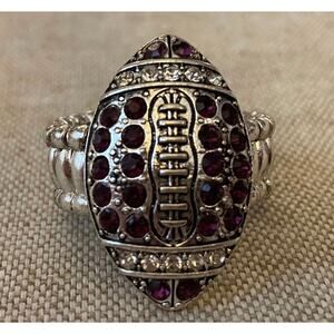 Football Stretch Ring with Purple Crystals